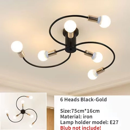 Modern Iron Ceiling Chandelier for Indoor Lighting LED E27 Lamp Black White Gold for Living Bedroom Lamp Decoration